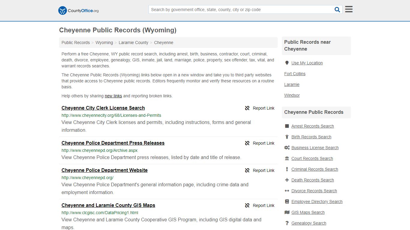 Public Records - Cheyenne, WY (Business, Criminal, GIS ...